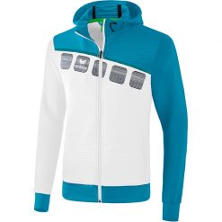 Erima 5-C Trainingsjacke Mit Kapuze - white/oriental blue/colonial blue