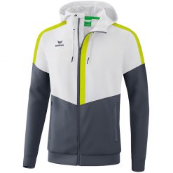 Erima Squad Tracktop Jacke Mit Kapuze - white/slate grey/bio lime