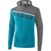 Erima 5-C Kapuzensweatshirt - oriental blue mel./grey mel./white