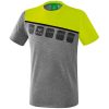 Erima 5-C T-Shirt - grey melange/lime pop/black