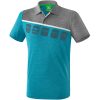Erima 5-C Poloshirt - oriental blue mel./grey mel./white
